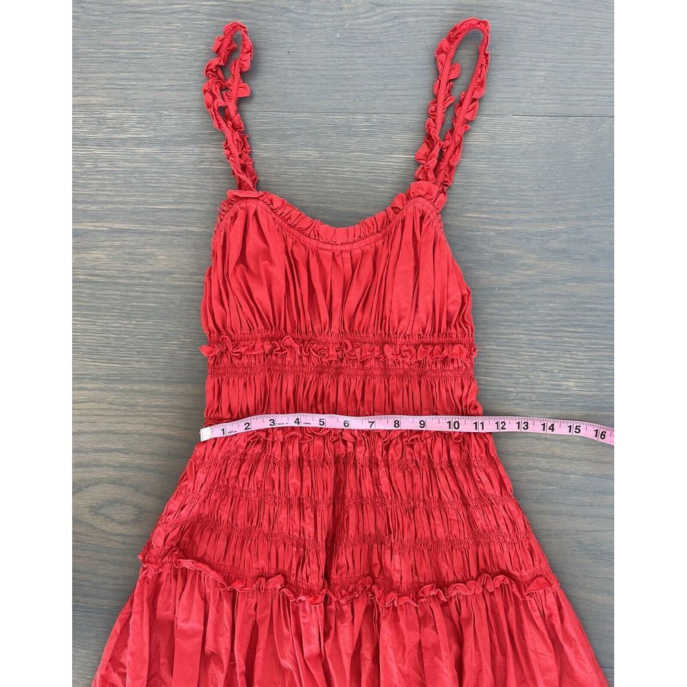 Doen Red Smocked Midi Dress - Picture 9 of 11